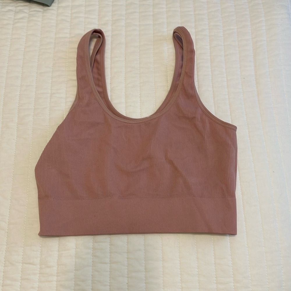 Pink Ribbed Crop Top